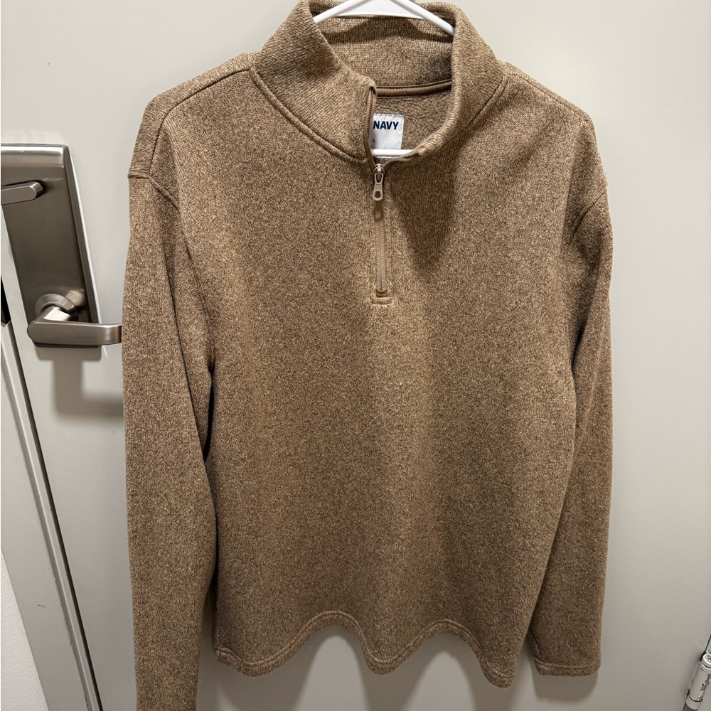 Old Navy Men's Quarter-Zip Sweater in Tan Heather